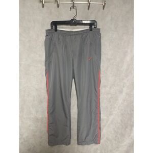 Nike Pants Women L Gray Sweat Track Joggers Lined Ankle Snap Zip Pockets Warm Up
